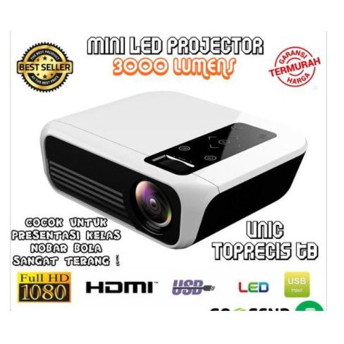 TERMURAH Mini Projector Unic Toprecis T8 Full HD Proyektor Infocus Nobar Home Theater 3000 Lumens