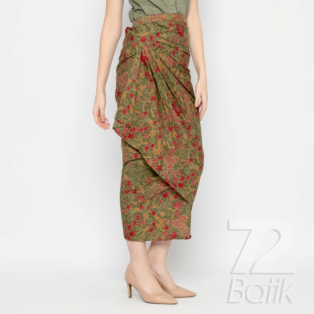 ROK BATIK SPAN Skirt Lilit Kebaya Instan Modern Wanita Motif Kembang Warna Hijau Army Merah 729962 Cap 72 - Rok Batik Lilit Bawahan Skirt Kamen Kebaya Songket Batik Panjang Plisket Span Instan Jadi Bali Lembaran Premium Modern Untuk Wanita Kondangan