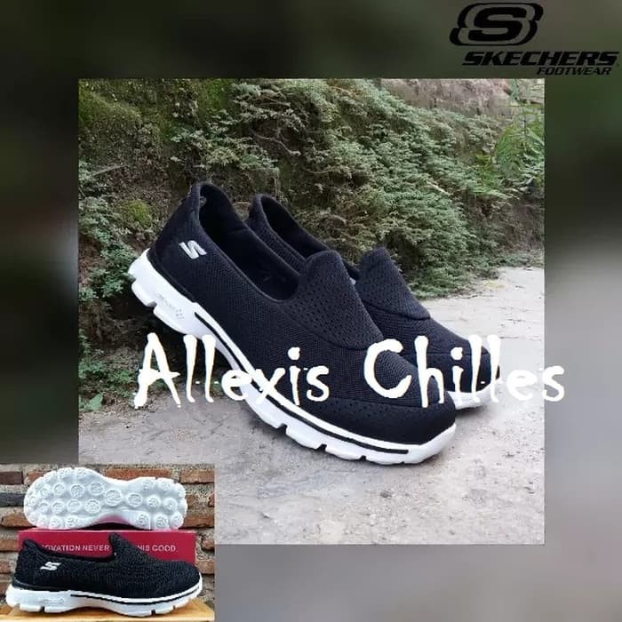 Sepatu Slip On Wanita Skechers Go Walk 4 Premium Quality Import Black