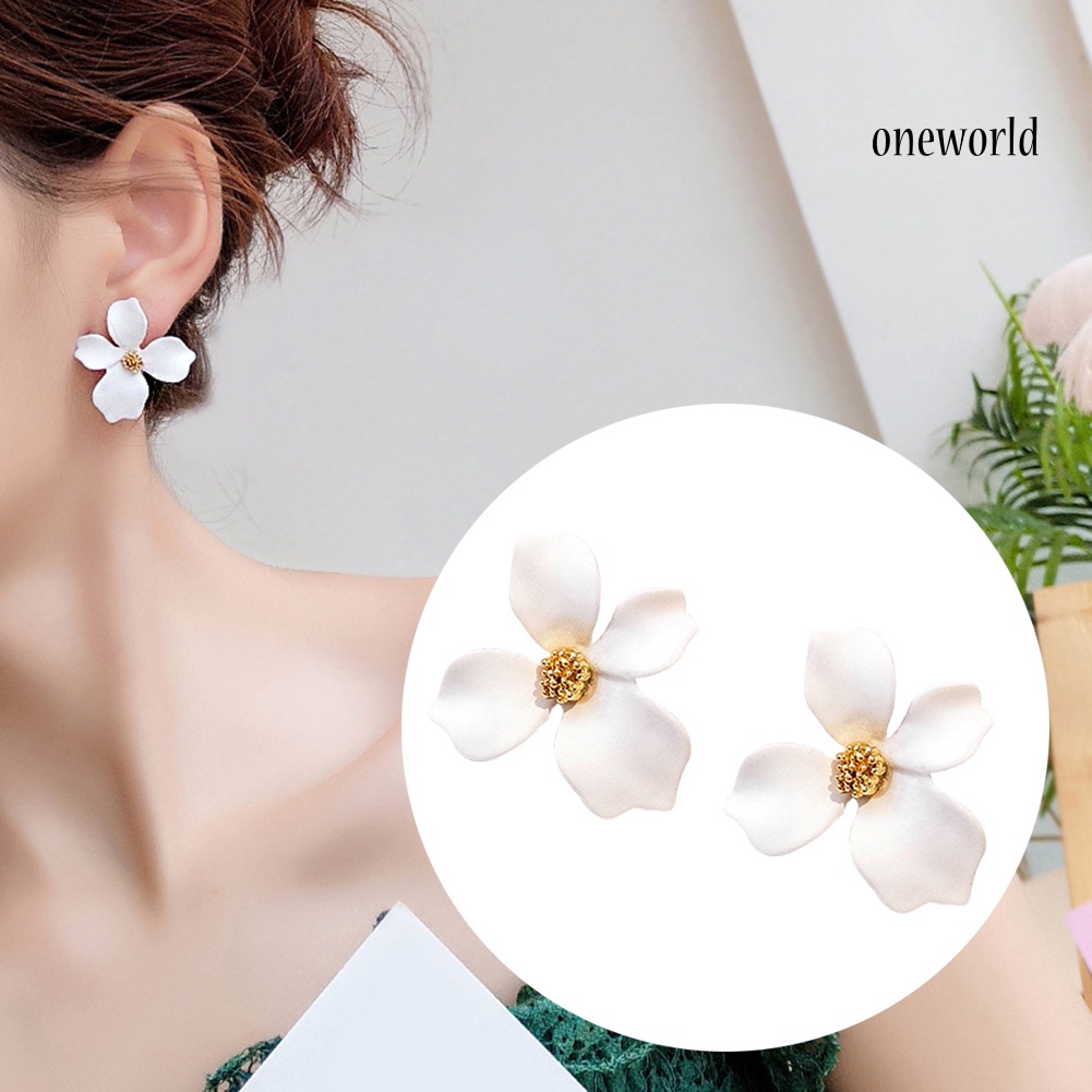 OW@ Fashion Girls Flower Ear Studs Women All-match Date Party Travel Earrings Gift-2