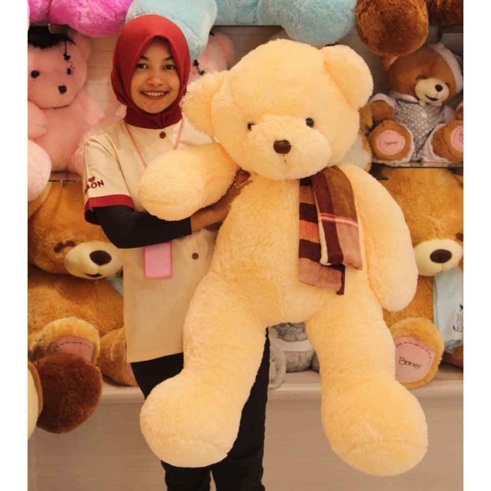 Boneka Jumbo Beruang Teddy Bear Istana Boneka Sit Teddy D/Cream W/Syal