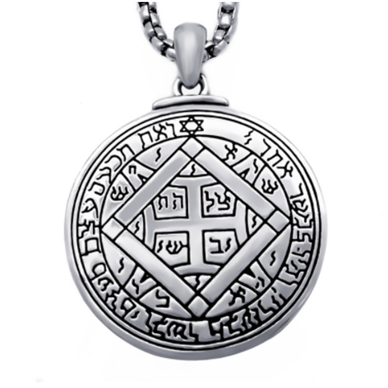 Fashion Charm Mens Boys Pewter Pendant Necklace Talisman of Venus Solomon Seal Kabbalah Chain Jewelry