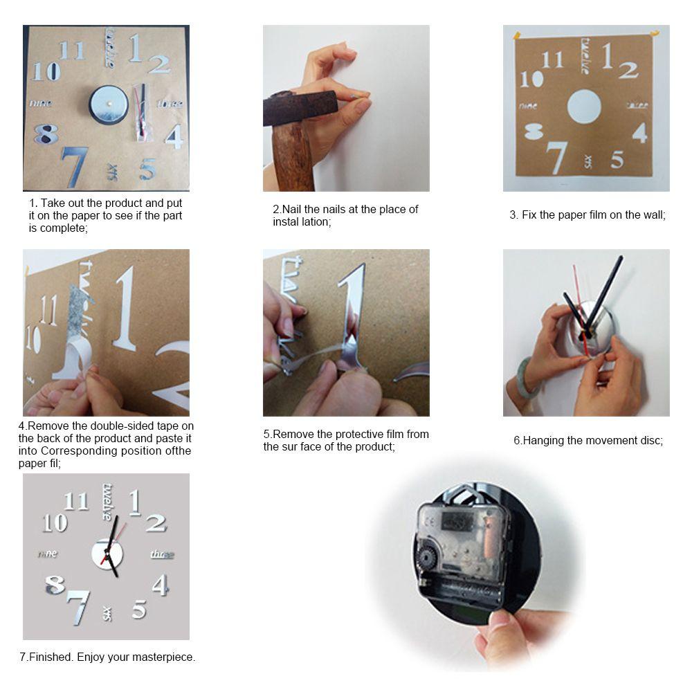 Solighter DIY Jam Dinding Removable Akrilik Aksesoris Dekorasi Rumah Quartz Silent