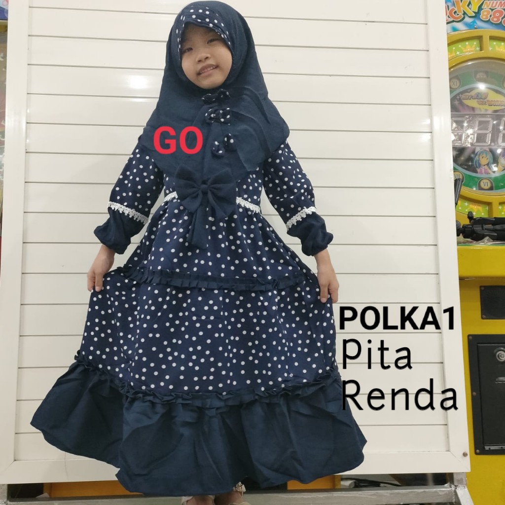 gos D GAMIS ANAK MOTIF Baju Syari Perempuan Pakaian Jubah Muslim Anak Perempuan 5-15tahun