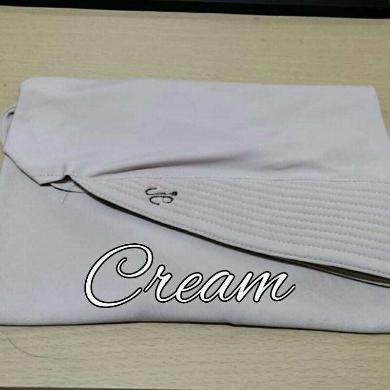 JILBAB INSTAN BERGO JERSI REMPEL OVERDECK-Cream