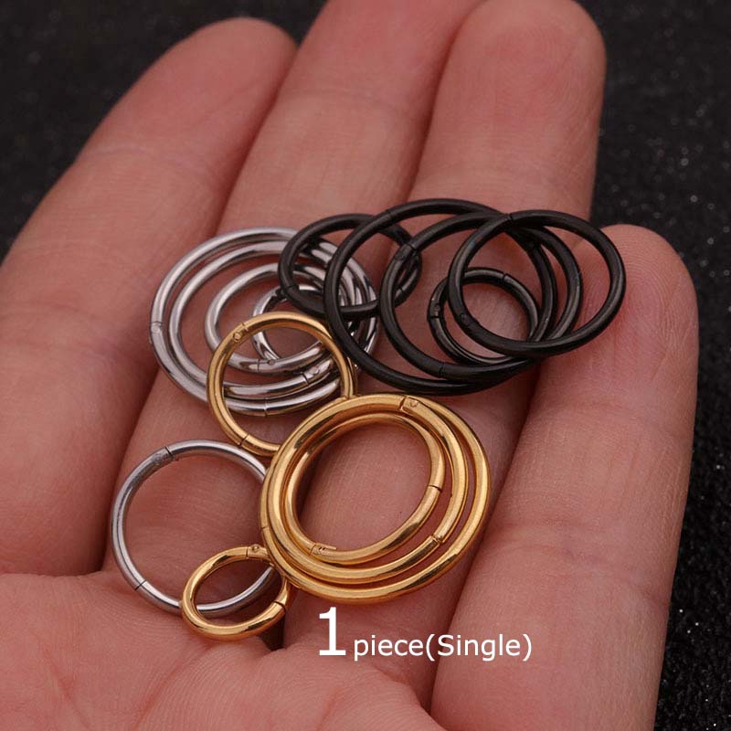 1Piece 6mm to 16mm 16G Stainless Steel Clicker Ring Hoop Nose Piercing Helix Cartilage conch Earring