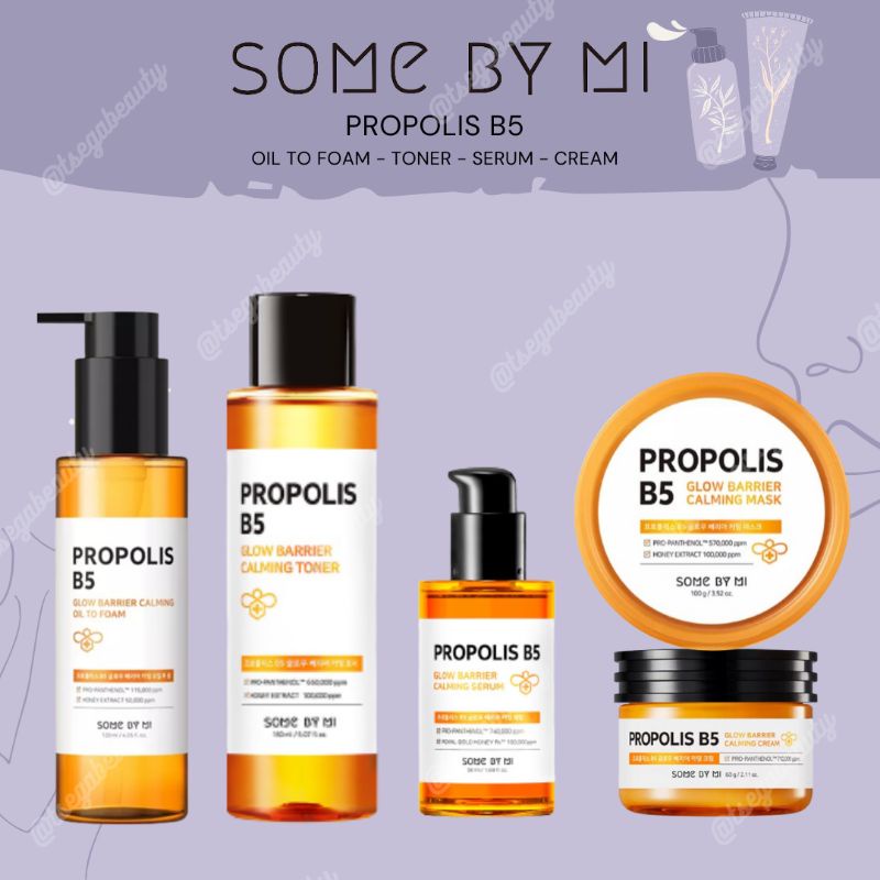 Propolis B5 Oil to Foam, Serum, Toner, Cream, Calming Mask Some by Mi