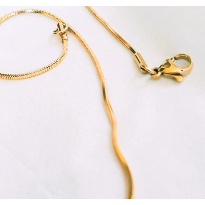 ZOES Kalung Cowok Cewek Titanium Model Kotak Kecil Emas 45cm