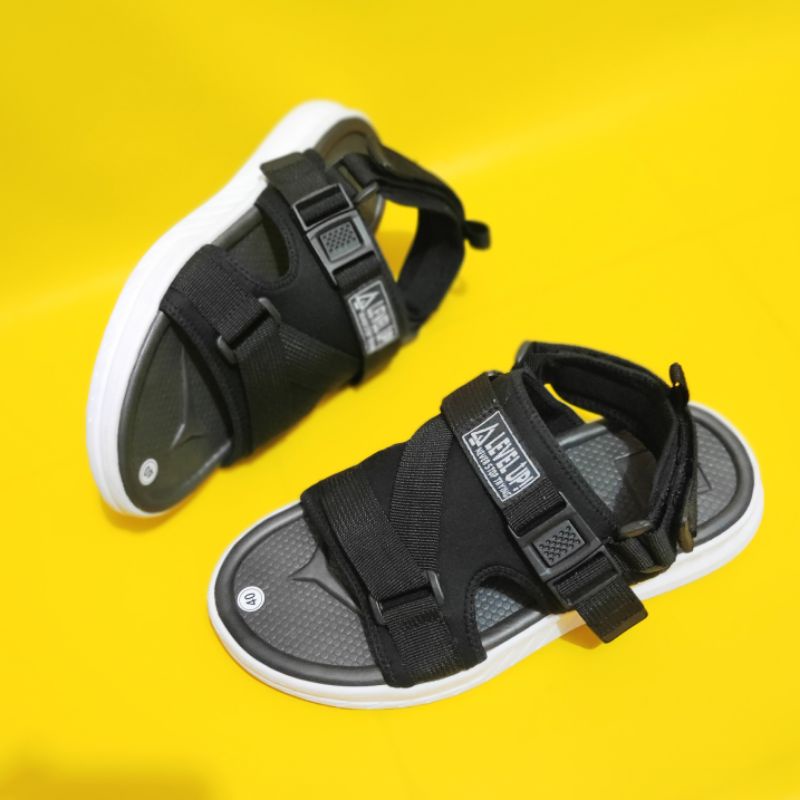 LEVELUP Sandal Pria traveling LU05 Hitam Putih sandal casual pria sendal pria kekinian