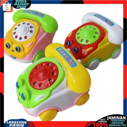 Mainan Mobil Tarik Telephone Berjalan Dan Berbunyi Kring Mainan Teether Rattle Telephone Kerincingan LT119 SNI NEW