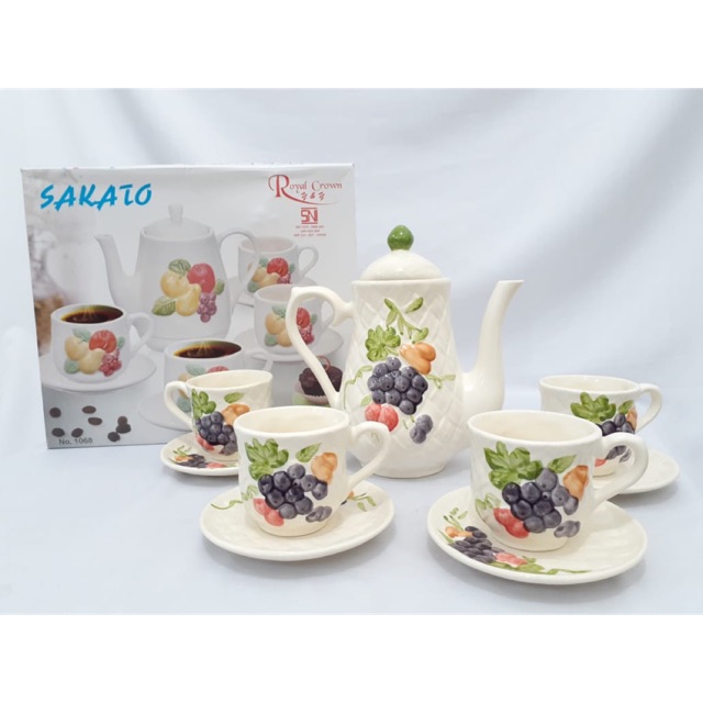 Jual Teko Set Keramik Sakato Anggur 10pcs Shopee Indonesia 8698