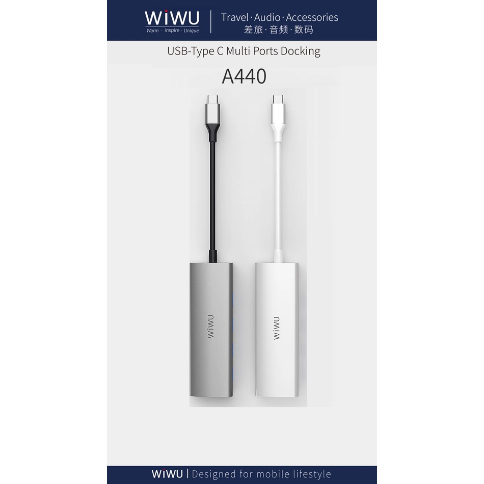 WIWU ALPHA A440 - 4 in 1 USB-C Hub Adapter - USB-C to 4 USB 3.0