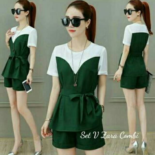 Sk#Set V Zara Green baju murah stelan murah