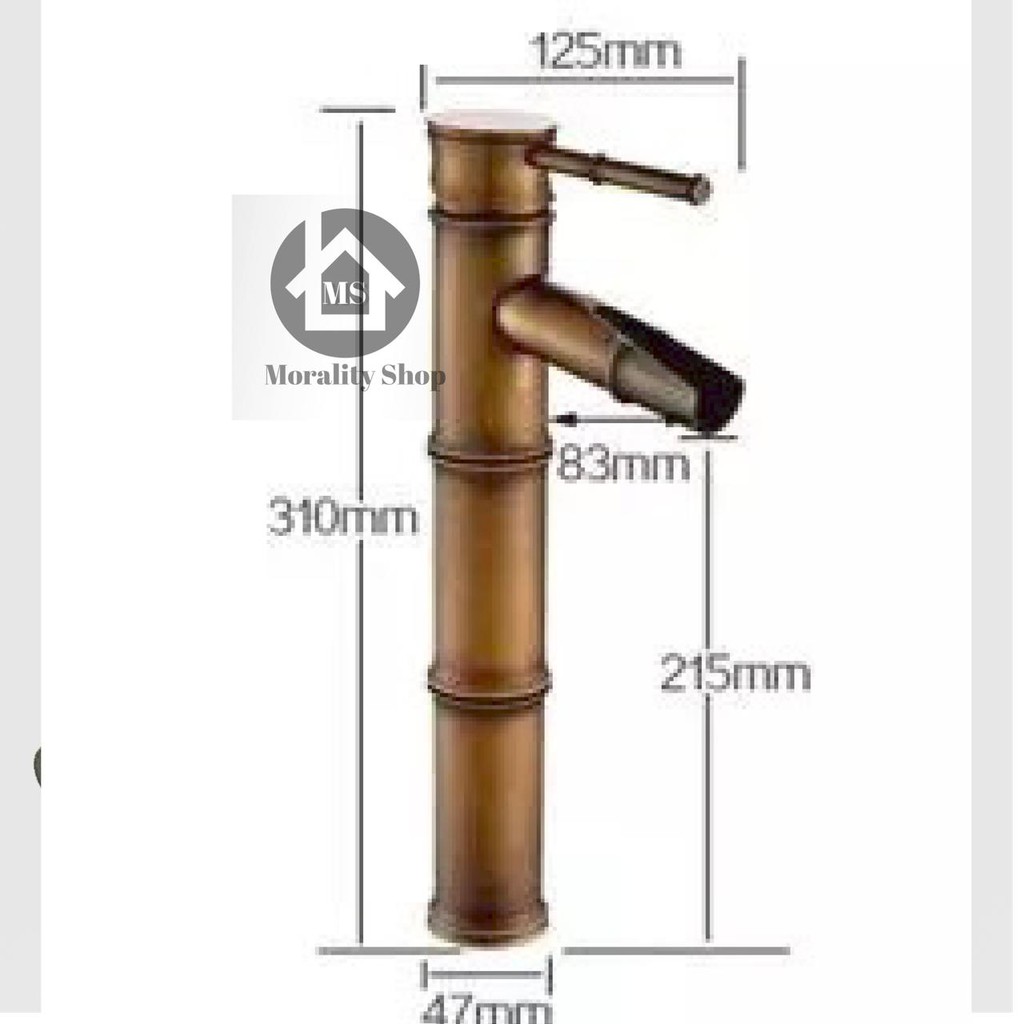 Kran Wastafel Kuningan Panas Dingin Bambu Unik - Keran Air Washtafel cuci tangan Model Bambu Antik