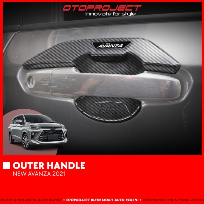 Cover Handle Outer Pelindung Pintu Mobil All New Avanza 2021 2022 Carbon Chrome Black Matte