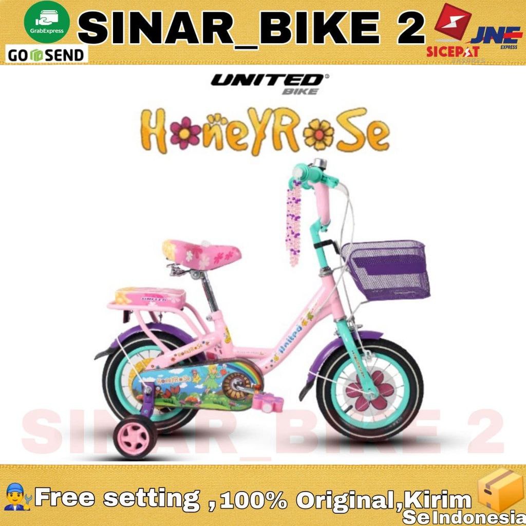 Sepeda Anak Perempuan UNITED HONEYROSE 12 16 &amp; 18 Inch Keranjang