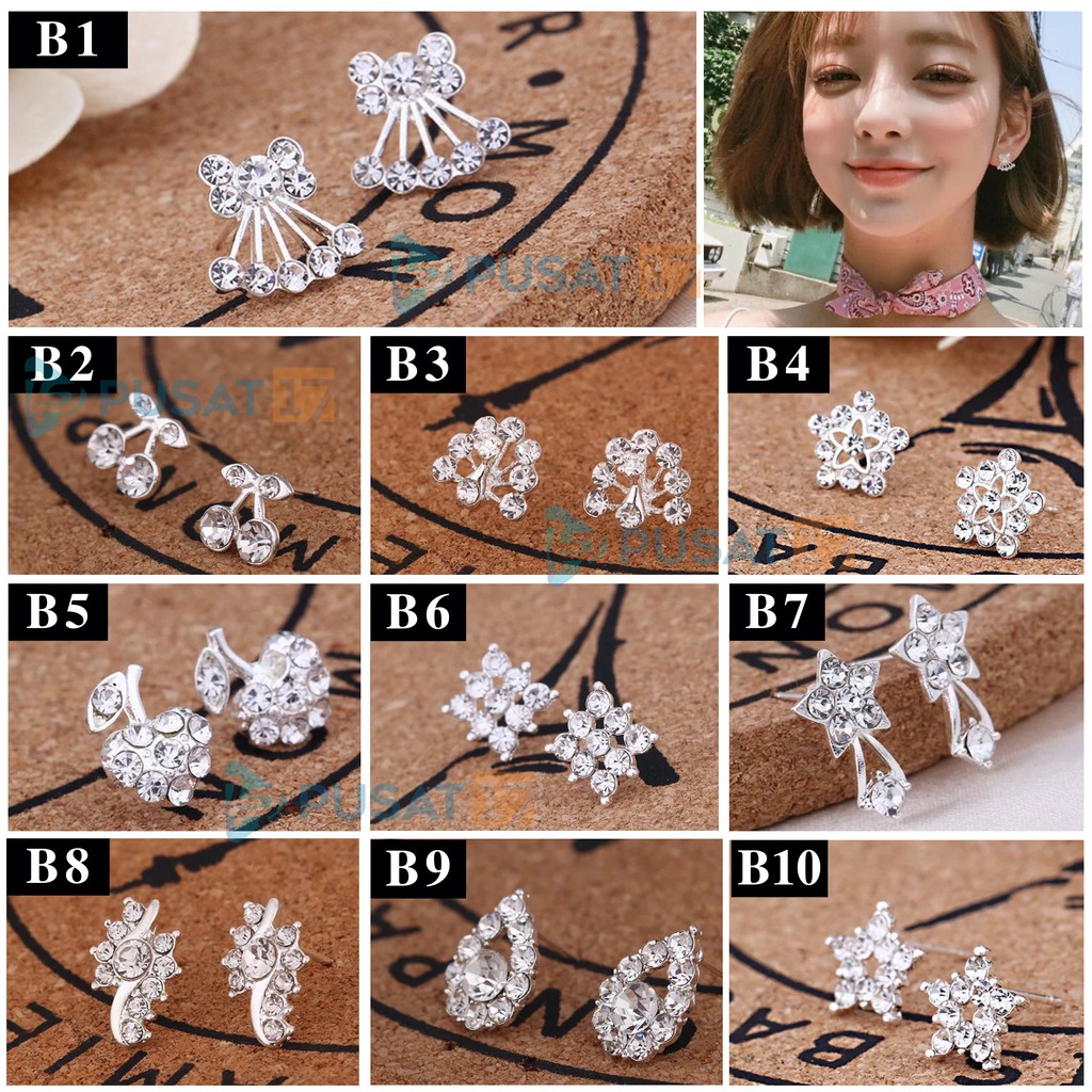ANTING TUSUK KOREA STYLE FASHION WANITA AKSESOSORIS KOREA ANTING GIWANG STUD DIAMOND EARRING STUD-2