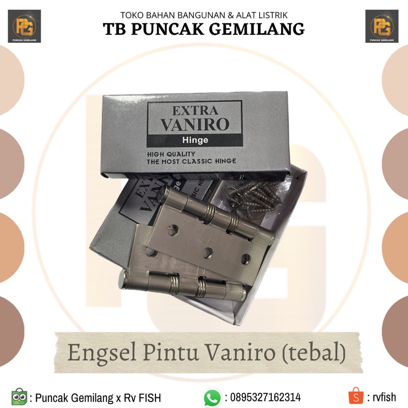 Engsel Pintu Jendela Vaniro Tebal / Hinge Vaniro Ukuran 4” & 3”