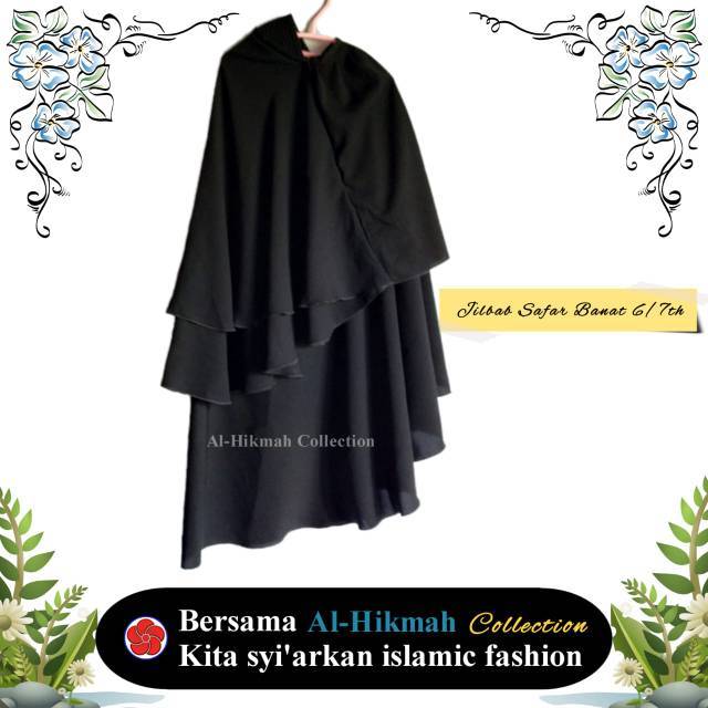 Jilbab Safar Anak Jetblack Purdah 2 Layer Al Hikmah Collection | Jilbab Safar Cadar Retsleting