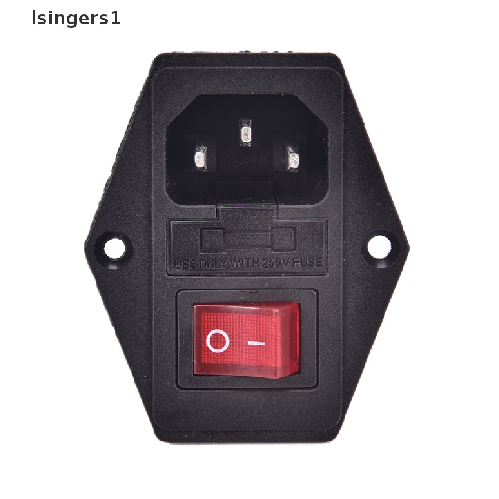 (lsingers1) Inlet Male 3-Pin AC Dengan Sekring Switch 10A 250V 3-Pin Plug Inlet AC 3 Pin Male