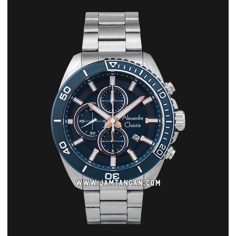 Alexandre Christie AC 6543 MC BTUBU Chronograph Men Blue Dial Stainless Steel Strap