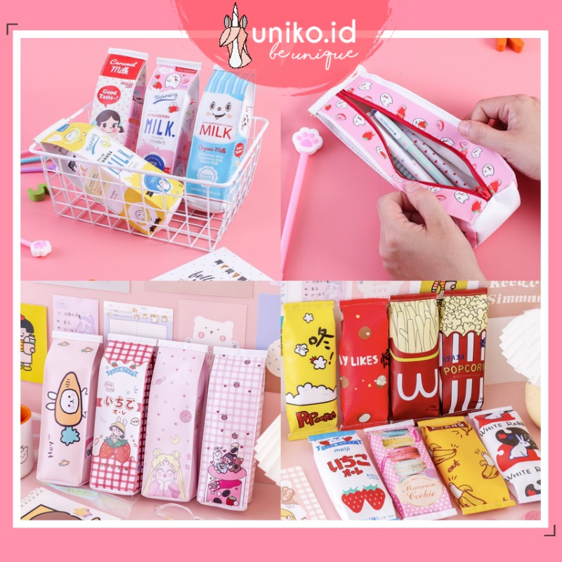 

UNIKO.ID - TEMPAT PENSIL UNIK MILK COOKIES KOTAK PENSIL BUNGKUS JAJAN CIKI SNACK / TEPAK PENSIL