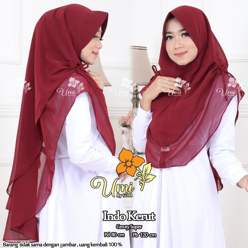 (COD) Promo Jilbab Instan Khimar Dua Layer Serut Pundak Original GJM Khimar Malika Khimar Indo Kerut