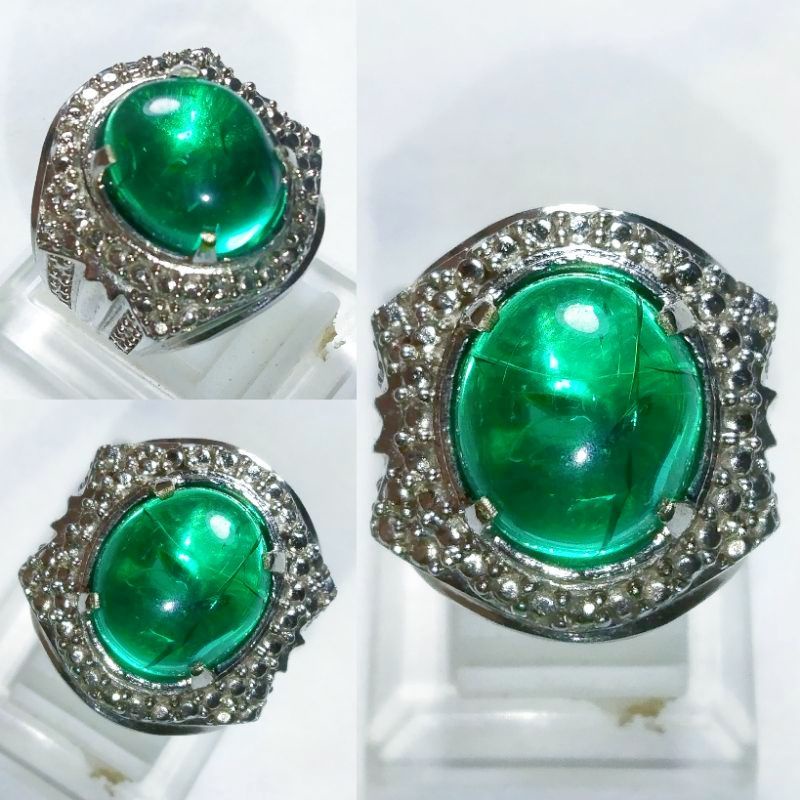 Cincin Batu Zamrud Emerald Rusia Bluish Green Natural Crystal Super Istimewa