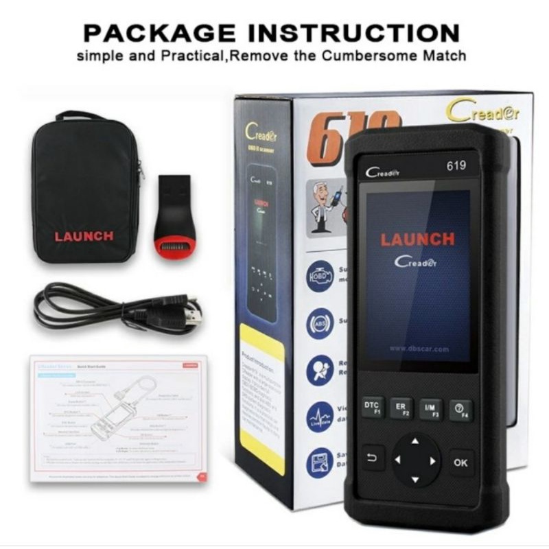LAUNCH CR619 OBD OBD2 CAR SCANNER MOBIL ABS SRS AIRBAG READER
