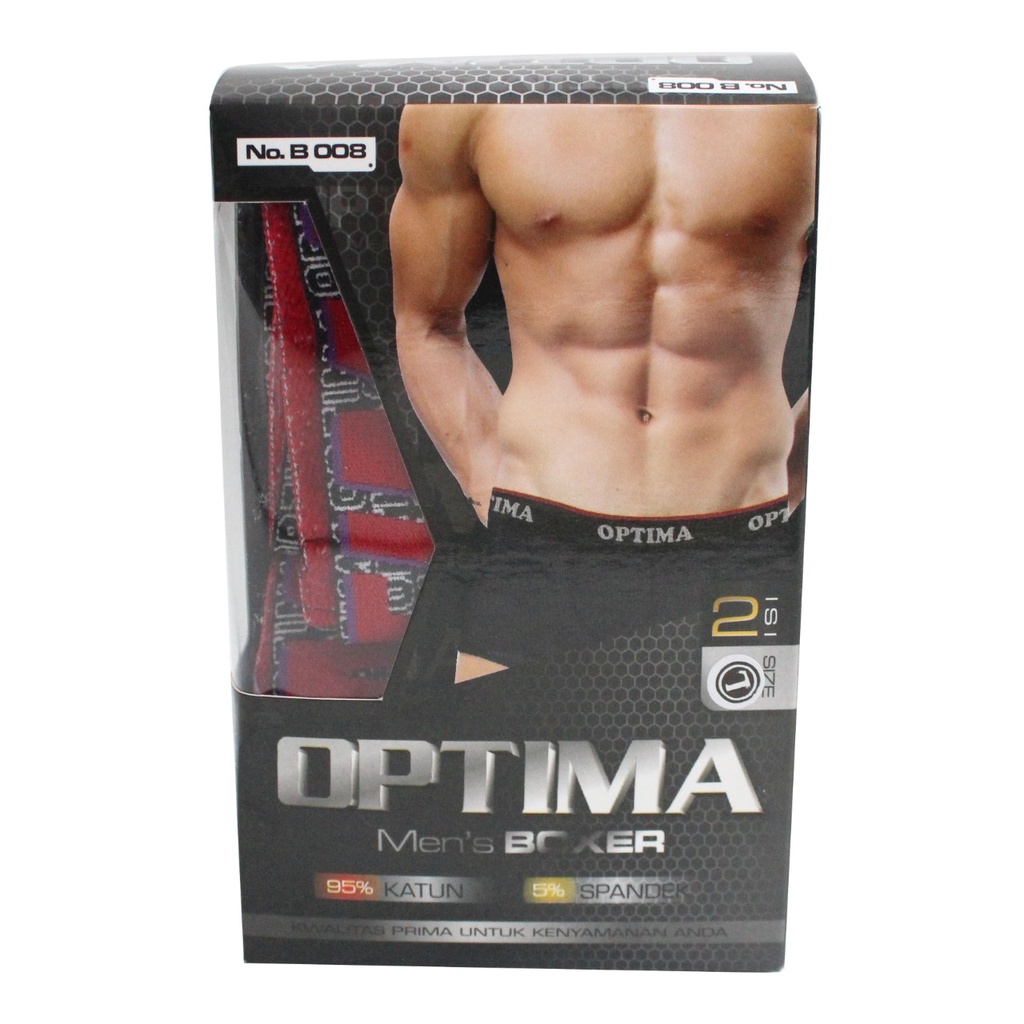 Boxer Optima Celana Dalam Pria Size M L XL XXL CD [ isi 2 pcs B008 ] Cowok Laki-Laki Karet Pinggang Men Underwear