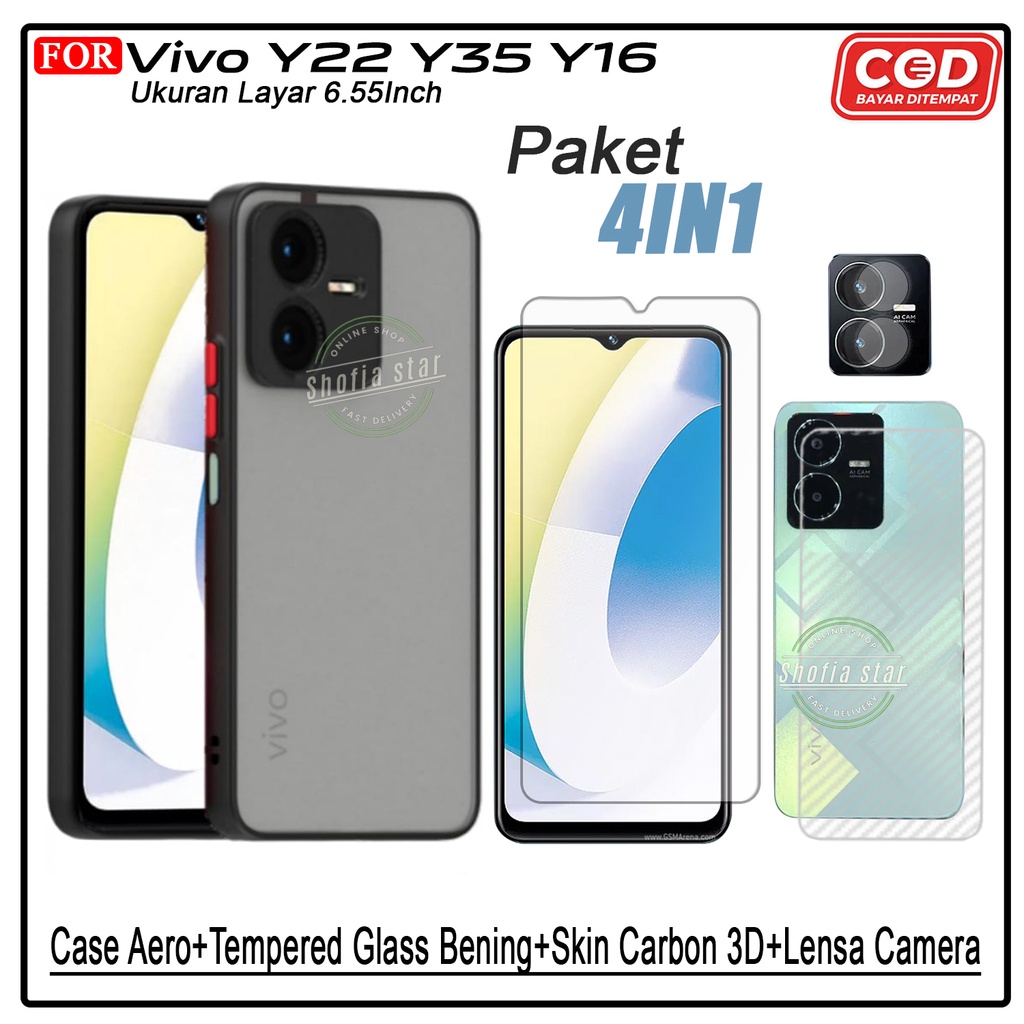 PAKET 4IN1 Case Vivo Y22 Y35 Y16 Y75 V25 V25e Softcase Aero Dove Protect Camera Premium Casing