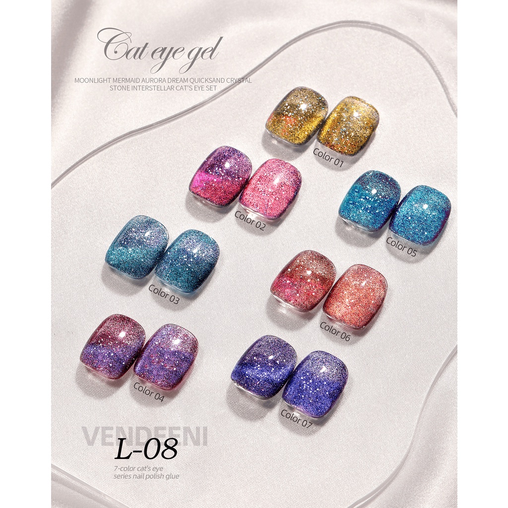 Jual VENDEENI Rainbow Galaxy Reflective Cat Eye Kutek Gel Polish 15 ml