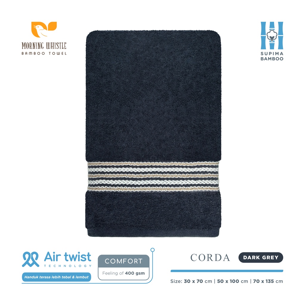 MWB Handuk Mandi Dewasa Morning Whistle Bamboo CORDA / Handuk Mandi / Handuk Travel / Sport Towel