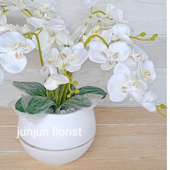 ♧ Bunga anggrek plastik jumbo pot bola besar/bunga hiasan meja /bunga anggrek jumbo artificial// ❀