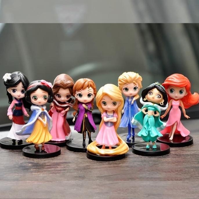 ACTION FIGURE Q POSKET PRINCESS DISNEY SET 8 PCS ELSA MULAN RAPUNZEL