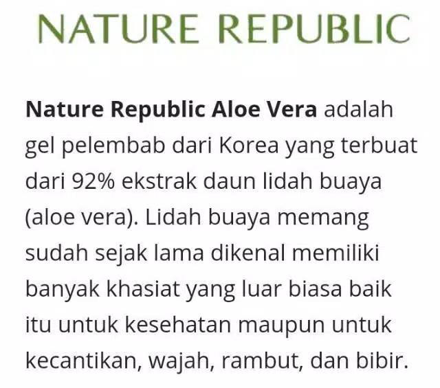 NATUR REPUBLIC ALOE VERA 92% SOOTHING GEL ORIGINAL