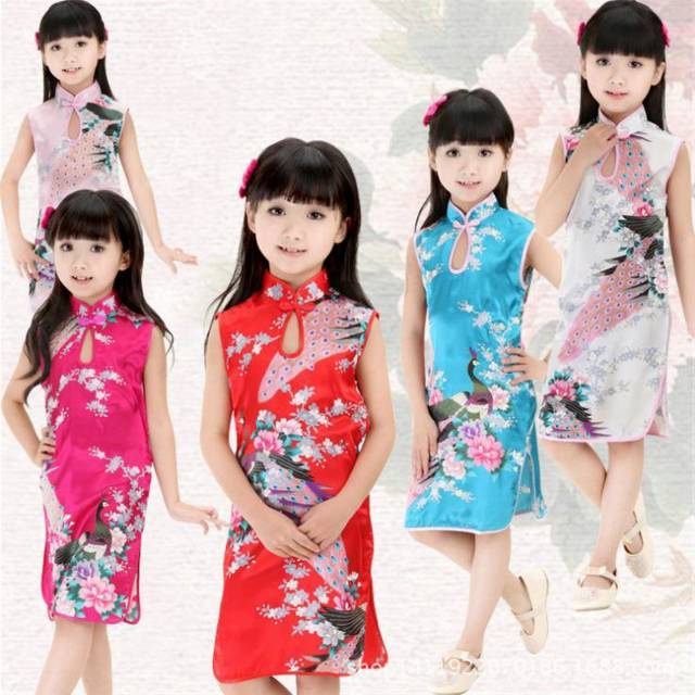 Cheongsam Anak Saten Murah Dress Imlek Baju Kostum China Grosir Anak Perempuan