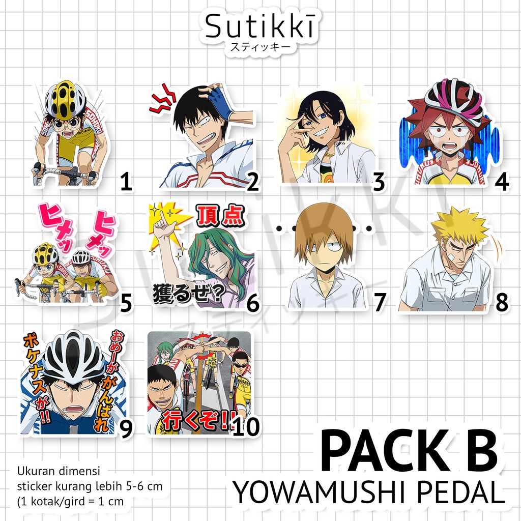 Sutikki | Sticker Pack Yowamushi Pedal Mood |  Die Cut Vinyl Stiker Laptop Gambar Tempel Anime Manga