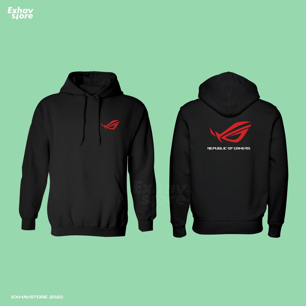 JAKET SWEATER HOODIE GAMING ROG BISA CUSTOM NICKNAME | REPUBLIC OF GAMER | SIZE S-5XL | UNISEX