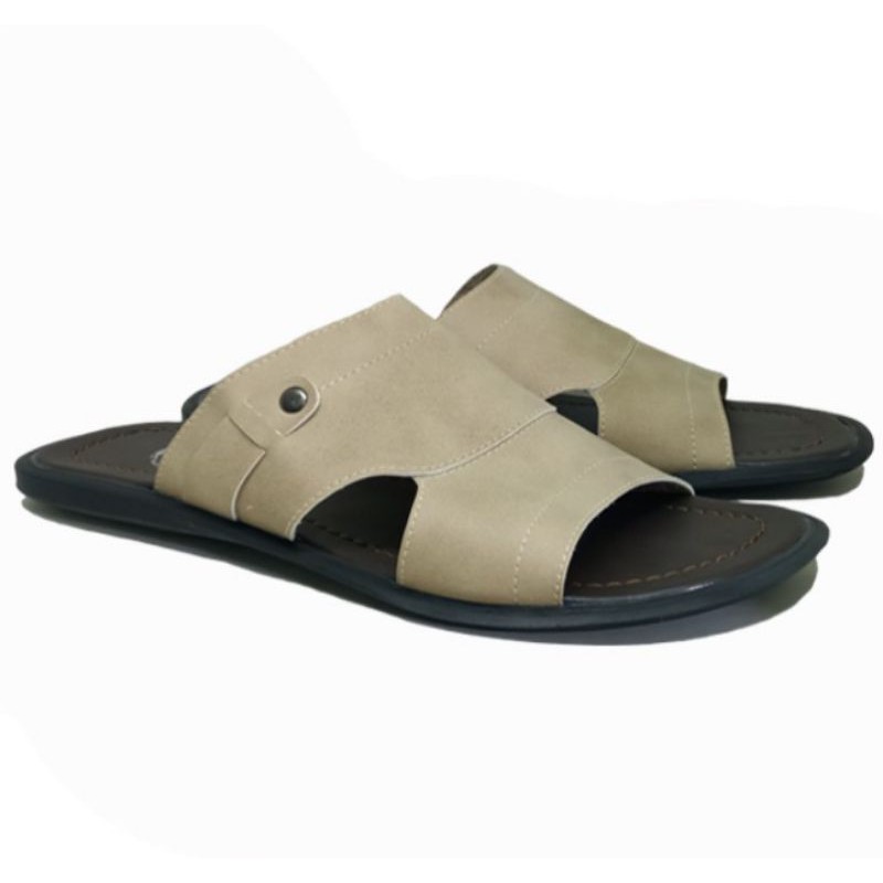 Sandal Slide Pria BIG SIZE 44-45-46-47 Sandal Casual Selop Pria Size BESAR JUMBO ORI, Cokelat