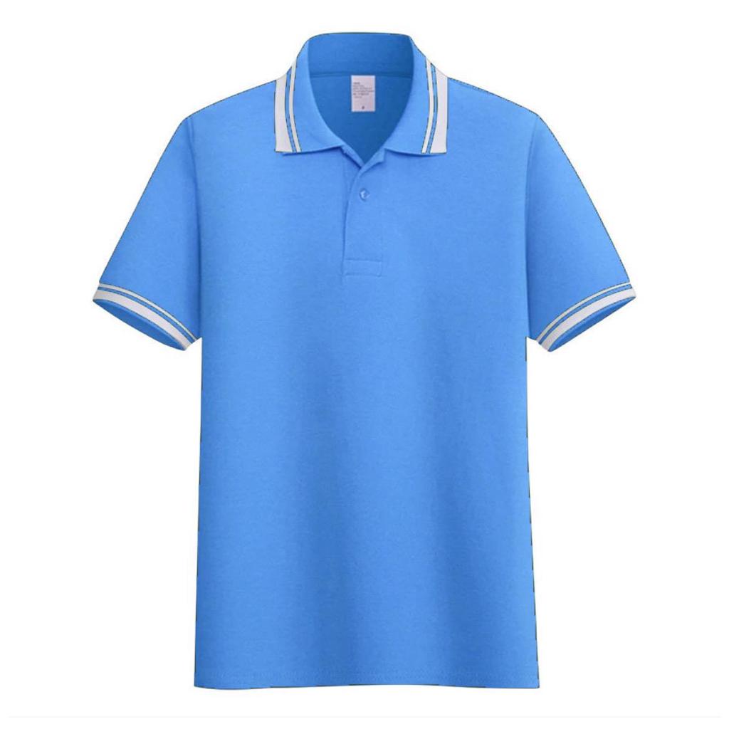 Noveli wear - Kaos polo shirt polos Sky Blue kerah stripe | kaos kerah seragam pria dan wanita