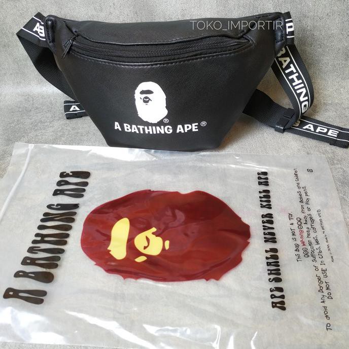 NEW PRODUCT Bape Waistbag ss19 Original Waist Bag Tas Pria A Bathing Ape Selempang - Hitam AP201