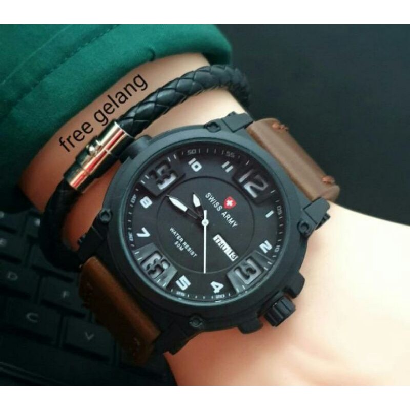 jamTangan fashion pria bonus gelangOriginal