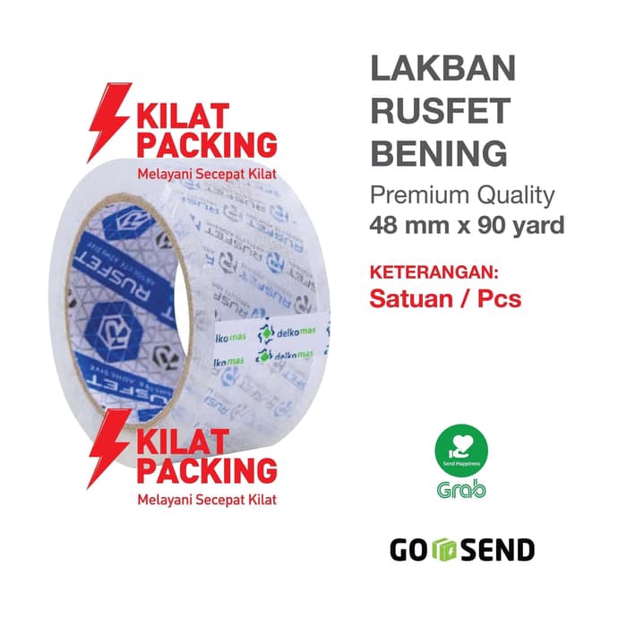 

Lakban Rusfet Bening Premium Quality 48 mm x 90 yard Satuan