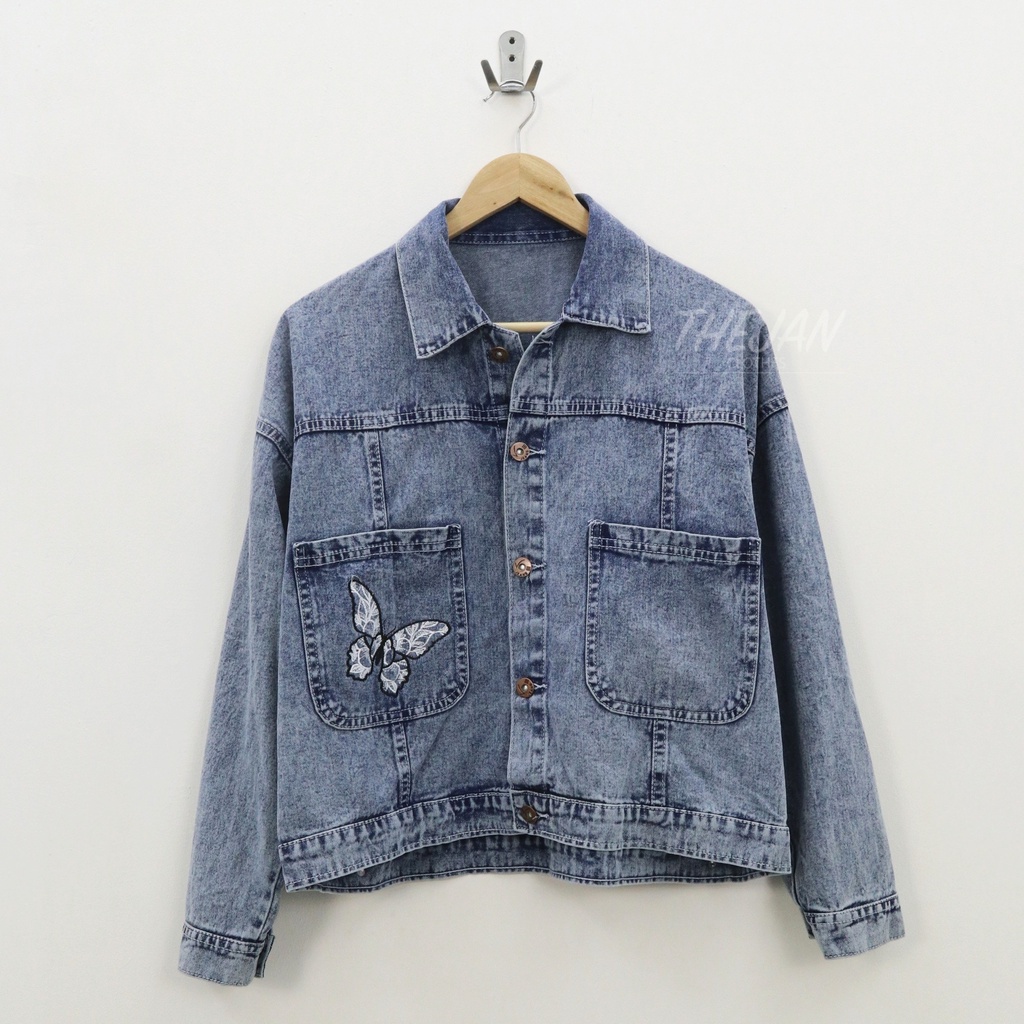 (ORIGINAL) Oversize butterfly jacket jeans wanita by Genijeans