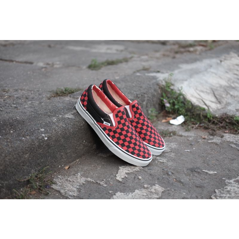 Vans Slip On Checkerboard Red Black