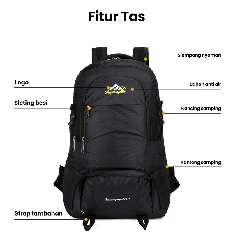 Bopai Tas Gunung Pria Tas Waterproof Outdoor Traveling Hiking Tas Punggung Cowok Backpack Besar Sekolah TR113