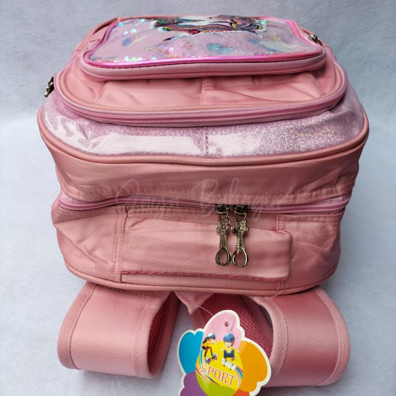 Ransel Sequin Manik Usap Import Lol Unicorn Tas Sekolah 16 Inch Anak Perempuan