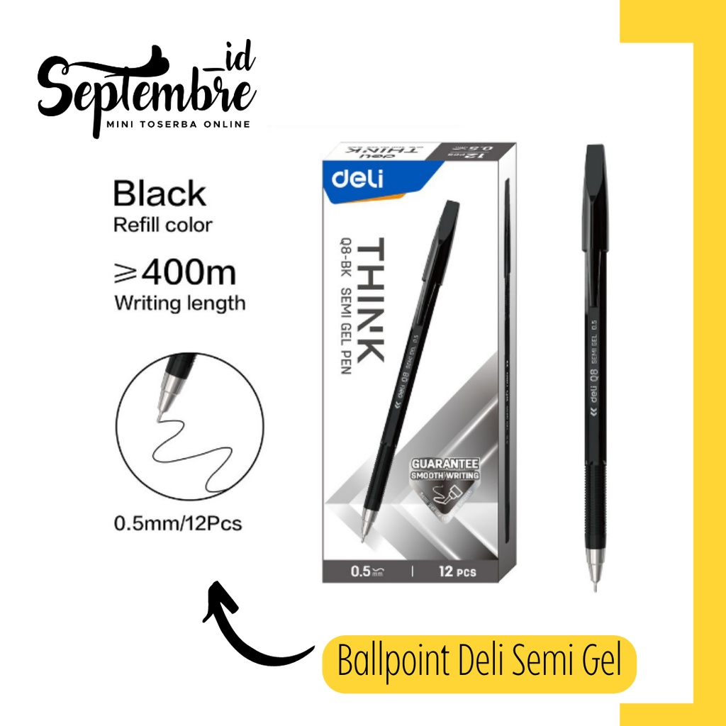 

Pulpen Deli Semi Gel Ballpoin Deli Q8 Tinta Hitam 0.5mm