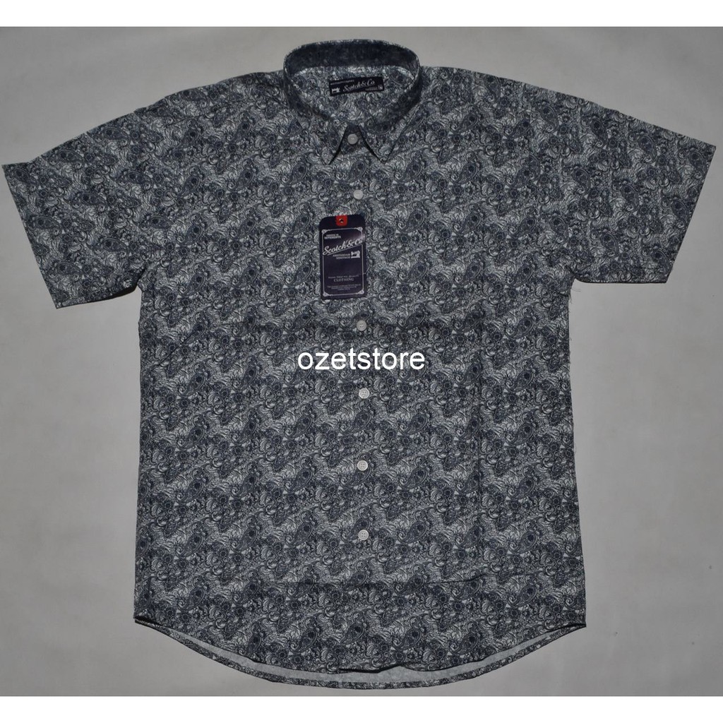 SCOTCH & CO Kemeja Pria Casual Lengan Pendek Biru Motif Reguler BW20 ORIGINAL